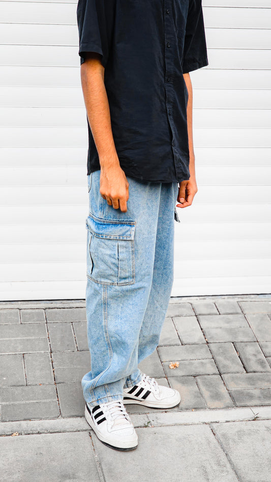 Denim baggy cargos