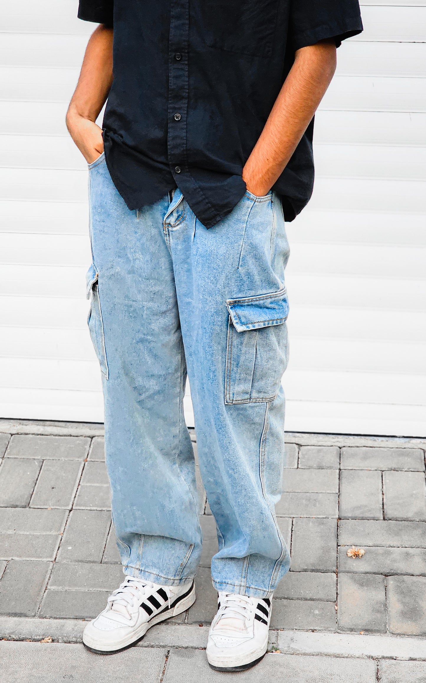Denim baggy cargos
