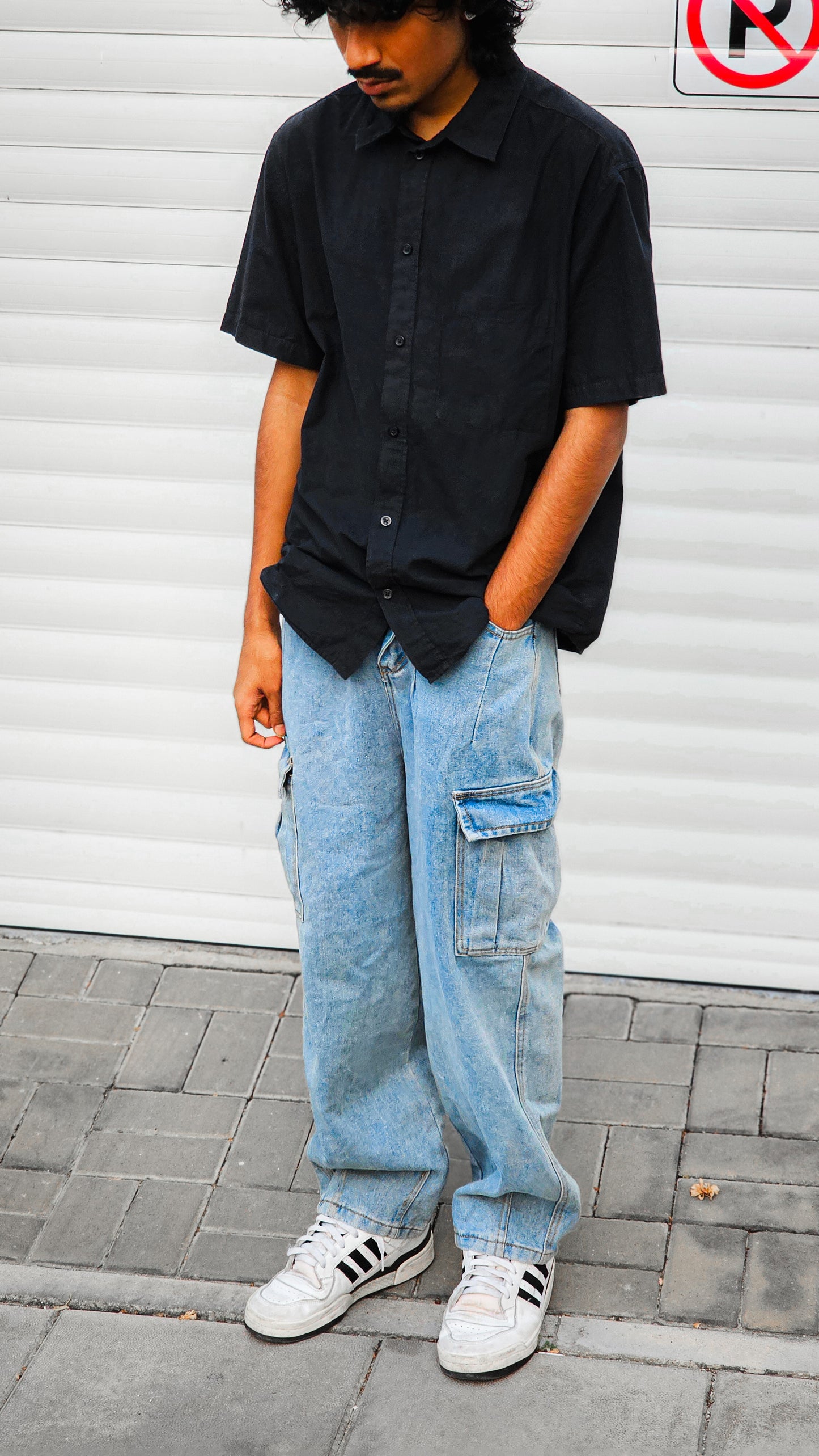 Denim baggy cargos